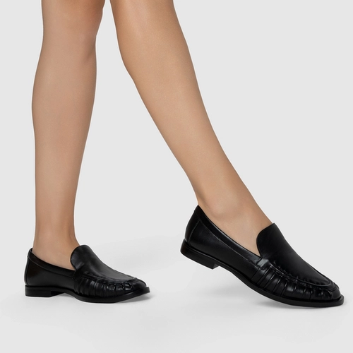 Loafer Drapeado Couro Preto