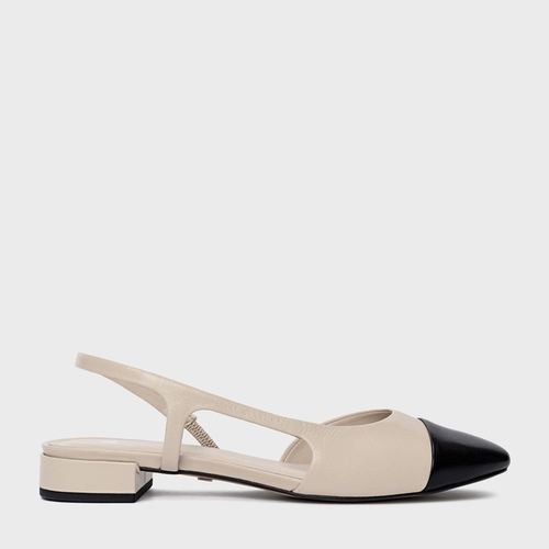 Sapatilha Slingback Cap Toe Couro Off White Vanilla