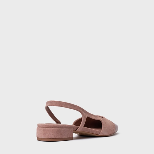 Sapatilha Slingback Cap Toe Couro Suede Rosa Ballet