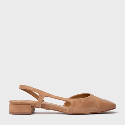 Sapatilha Slingback Cap Toe Couro Suede Marrom Cookie