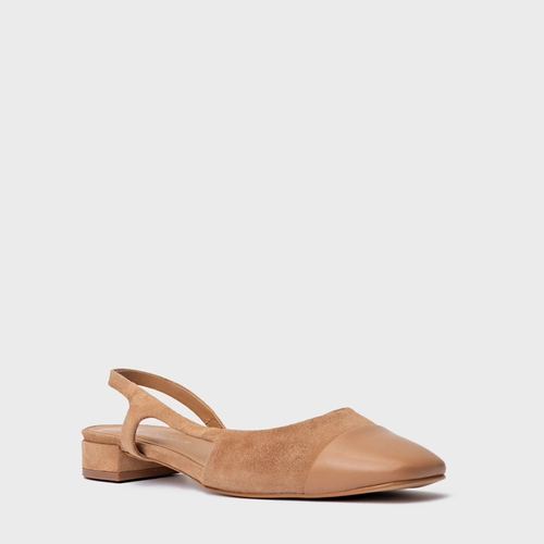 Sapatilha Slingback Cap Toe Couro Suede Marrom Cookie