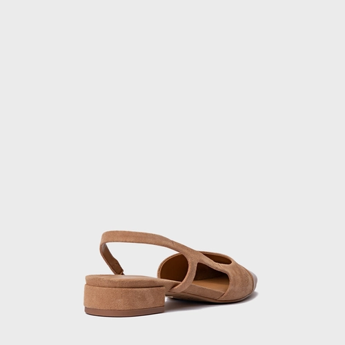 Sapatilha Slingback Cap Toe Couro Suede Marrom Cookie