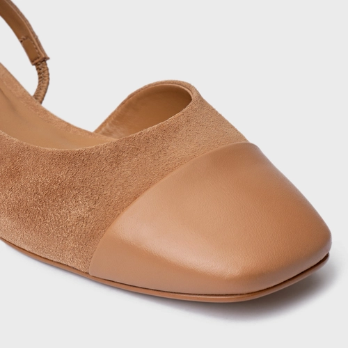 Sapatilha Slingback Cap Toe Couro Suede Marrom Cookie
