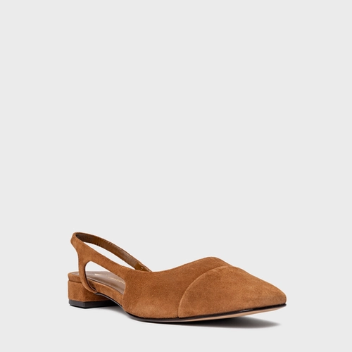 Sapatilha Slingback Cap Toe Couro Suede Marrom Saddle