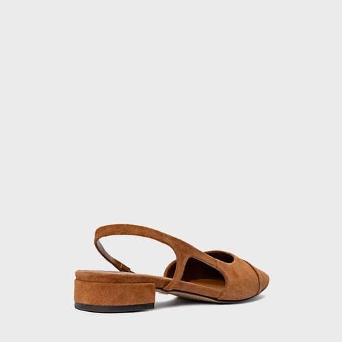 Sapatilha Slingback Cap Toe Couro Suede Marrom Saddle
