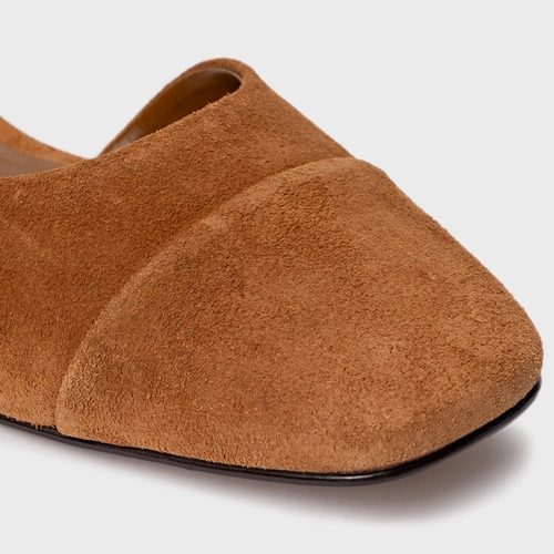 Sapatilha Slingback Cap Toe Couro Suede Marrom Saddle