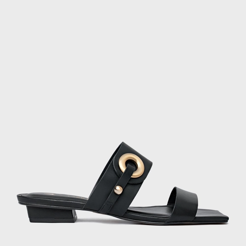 Rasteira Classy Couro Preto