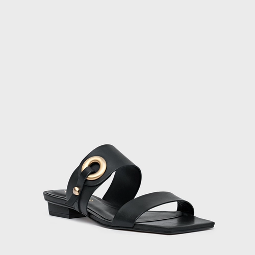 Rasteira Classy Couro Preto