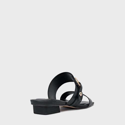 Rasteira Classy Couro Preto