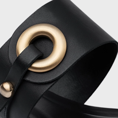 Rasteira Classy Couro Preto