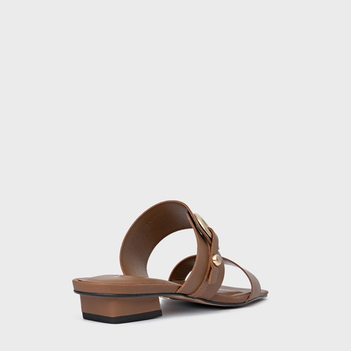 Rasteira Classy Couro Marrom Gingerbread
