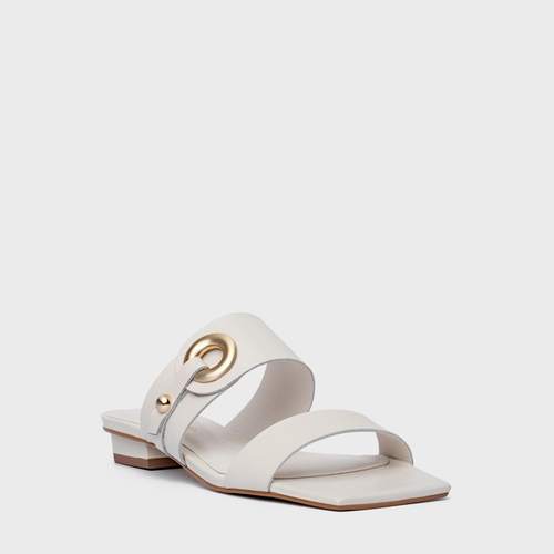 Rasteira Classy Couro Off White Vanilla