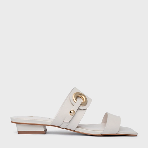Rasteira Classy Couro Off White Vanilla
