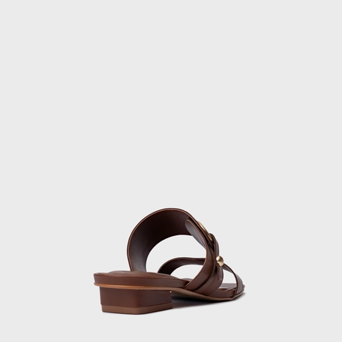 Rasteira Classy Couro Marrom Walnut