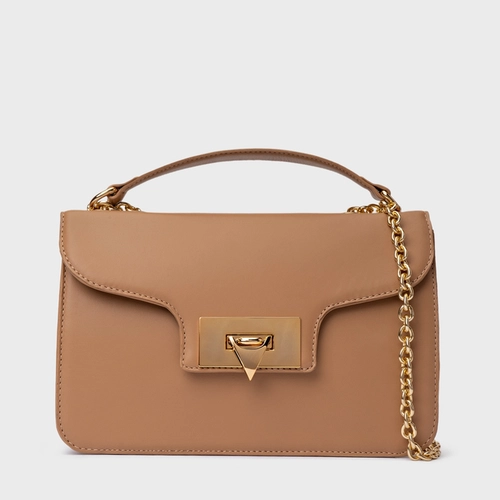 Bolsa Shoulder Catarina Média Couro Marrom Cookie
