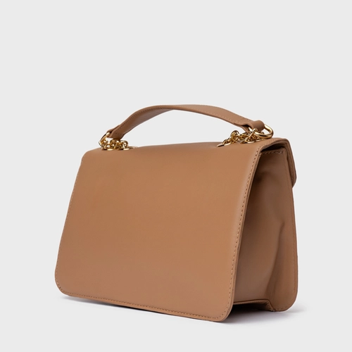 Bolsa Shoulder Catarina Média Couro Marrom Cookie