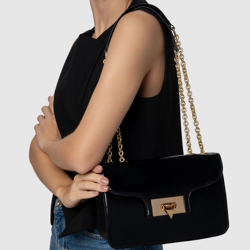 Bolsa Shoulder Catarina Média Couro Trento Preto