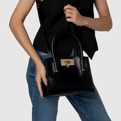 Bolsa Tote Beatrice Pequena Couro Trento Preto