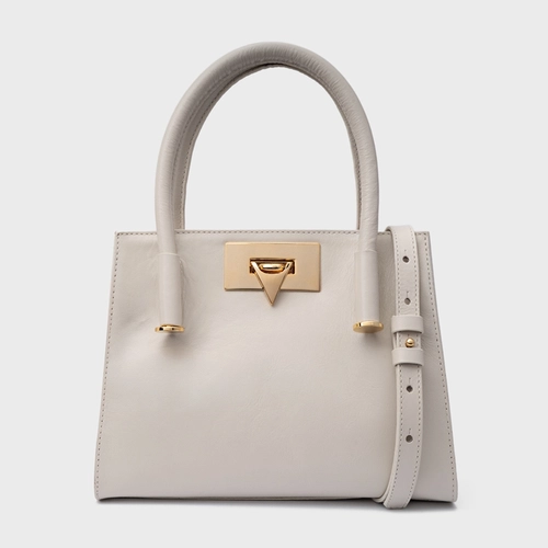 Bolsa Tote Beatrice Pequena Couro Trento Off White Osso