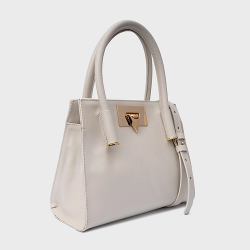Bolsa Tote Beatrice Pequena Couro Trento Off White Osso