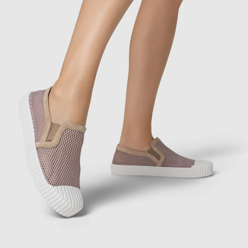 Tênis Kicks Slip On Tela Bege Oatmeal