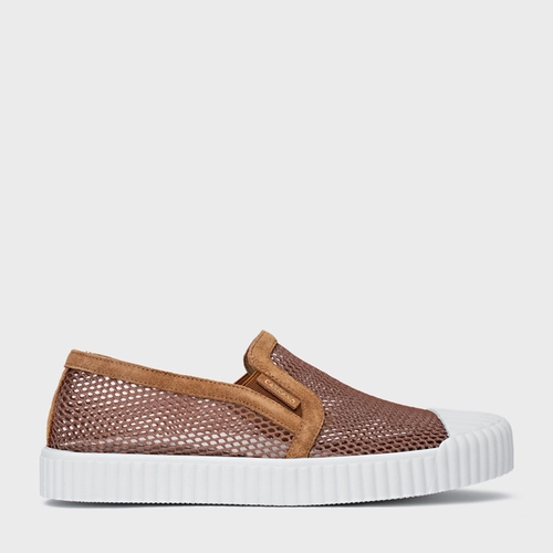 Tênis Kicks Slip On Tela Marrom Saddle