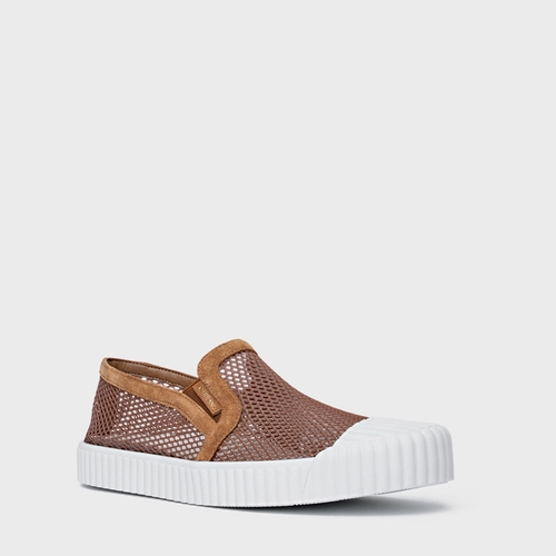 Tênis Kicks Slip On Tela Marrom Saddle