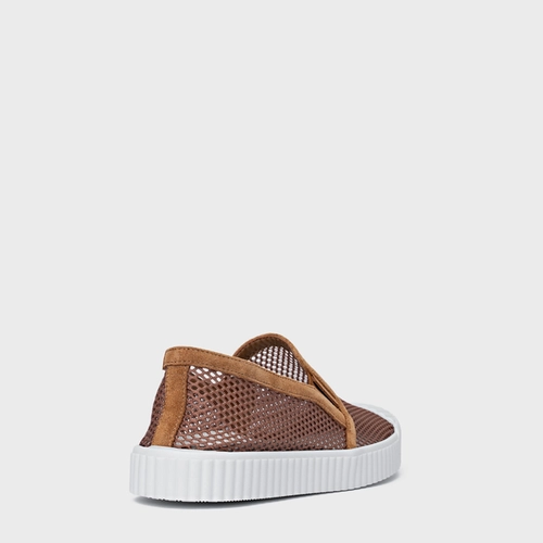 Tênis Kicks Slip On Tela Marrom Saddle