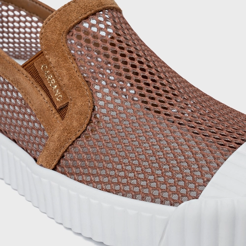 Tênis Kicks Slip On Tela Marrom Saddle