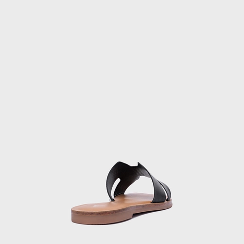 Rasteira Slide H Couro Preto