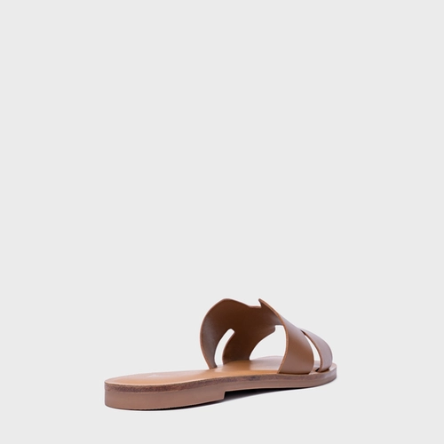 Rasteira Slide H Couro Marrom Gingerbread