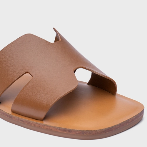 Rasteira Slide H Couro Marrom Gingerbread