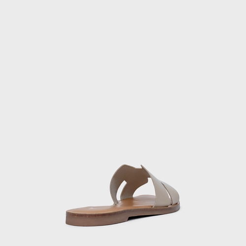Rasteira Slide H Couro Bege Oatmeal