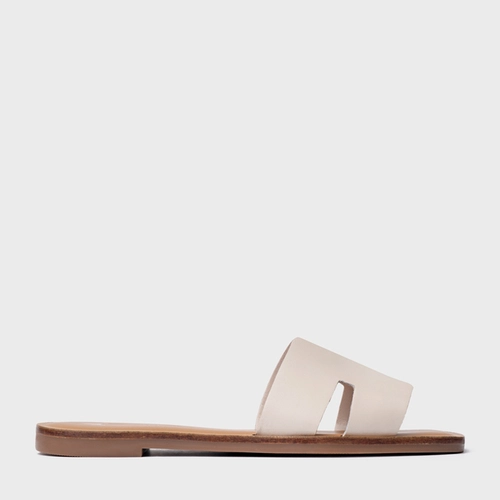 Rasteira Slide H Couro Off White Vanilla