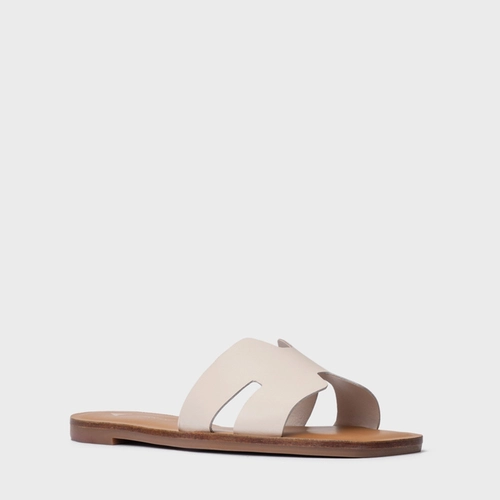 Rasteira Slide H Couro Off White Vanilla