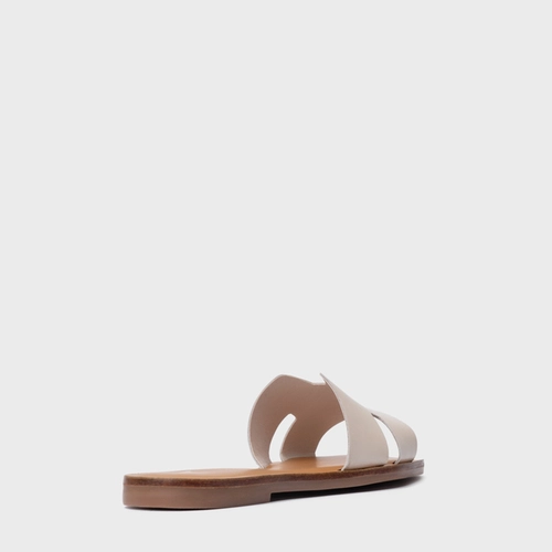 Rasteira Slide H Couro Off White Vanilla
