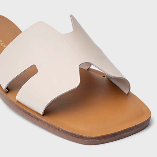 Rasteira Slide H Couro Off White Vanilla
