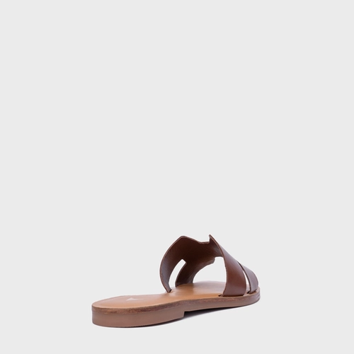 Rasteira Slide H Couro Marrom Walnut