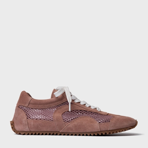 Tênis Slim Tela Couro Suede Rosa Ballet
