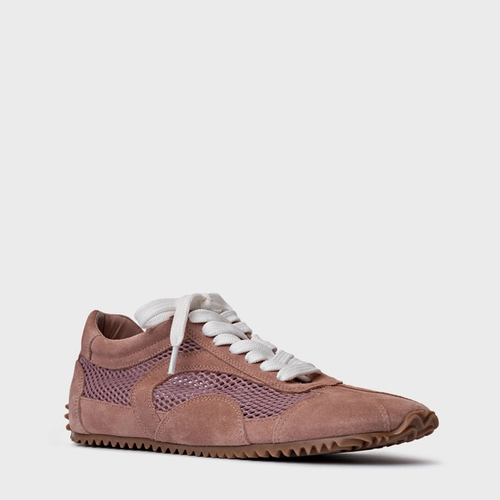 Tênis Slim Tela Couro Suede Rosa Ballet