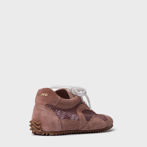 Tênis Slim Tela Couro Suede Rosa Ballet
