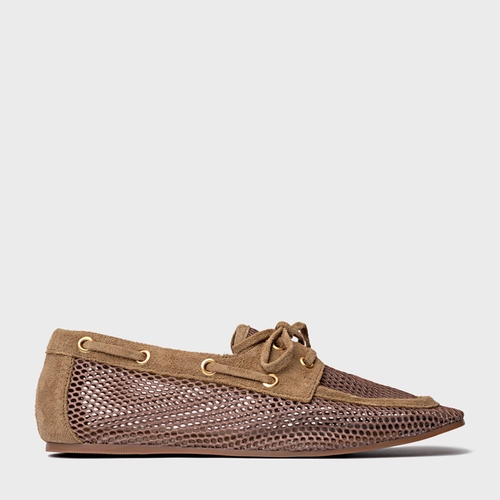 Loafer Slim Tela Bege Almond