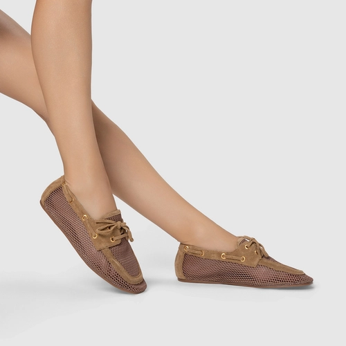 Loafer Slim Tela Bege Almond