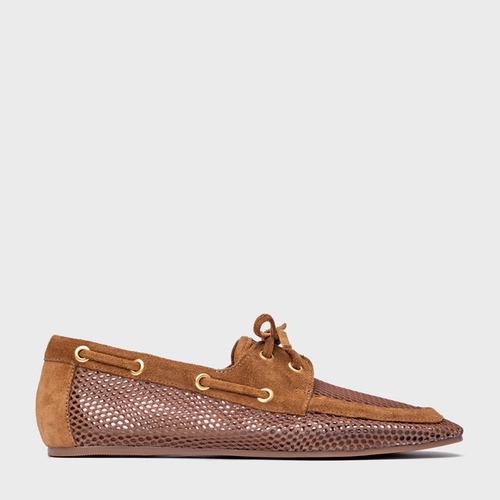 Loafer Slim Tela Marrom Saddle