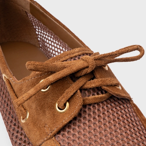 Loafer Slim Tela Marrom Saddle