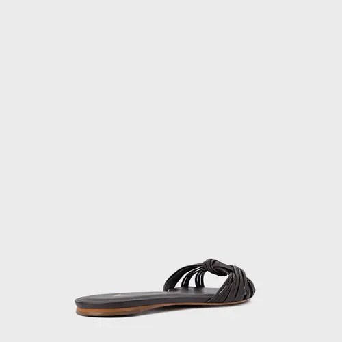 Rasteira Tiras Knot Couro Marrom Ganache