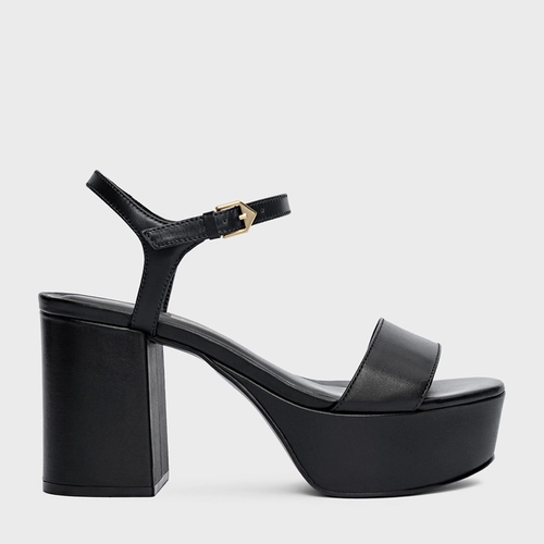 Sandália Plataforma Classic Couro Preto