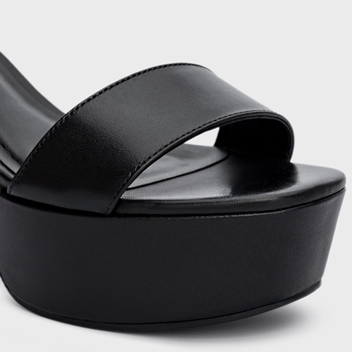 Sandália Plataforma Classic Couro Preto