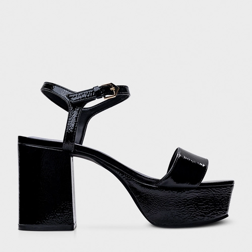 Sandália Plataforma Classic Couro Verniz Preto