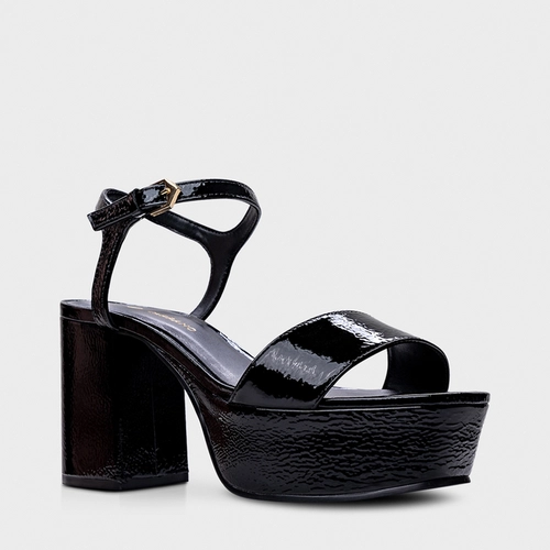 Sandália Plataforma Classic Couro Verniz Preto